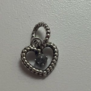 Pandora Milky White Beaded Heart Dangle Charm